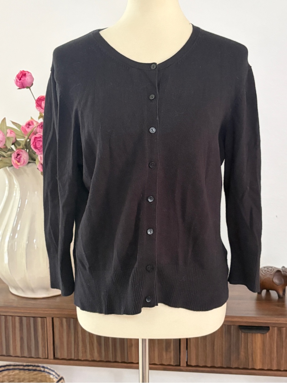 Worthington Black Button-Front Cardigan‎